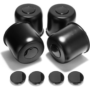 4.9 Inch Stainless Trailer Wheel Center Cap Kit - 4 Matte Black Push Through Center Caps with 4 Replacement Open End Plus Plug Center Caps for Truck SUV Rv in Kuwait