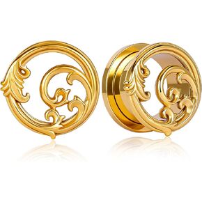 DOEARKO 2 PCS Ear Gauges 316L Stainless Steel Flower Design Ear Plugs Ear Expanders for Stretched Ears Body Jewelry for Men & Women in Kuwait