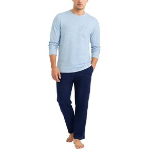 Mens Soft Striped Pajama Sets Long Sleeve Full Length Pants Pjs Sleepwear with Pockets 2 Piece Comfy Nightwear in Kuwait