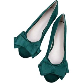 فستان نسائي مذهل حذاء مسطح لطيف بمقدمة مستديرة وعقدة على شكل فيونكة حذاء باليه مريح حذاء مسطح كاجوال سهل الارتداء 2 in Kuwait