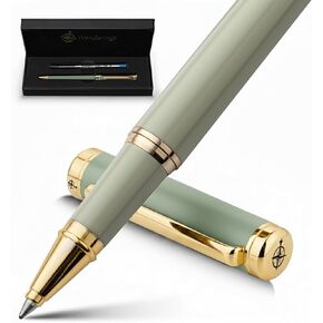 Premium Rollerball Pen with German Ink – Perfectly Balanced for a Superb Writing Experience, 24K Gold Plated Green – Soft Sage Green - Includes a Schmidt Refill in a Giftable Presentation Case in Kuwait