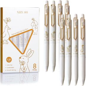 أقلام جل لطيفة من XIZE SH مقاس 0.35 مم، حبر أسود، عبوة من 8 أقلام، أقلام حيوانات Kawaii للنساء والفتيات in Kuwait