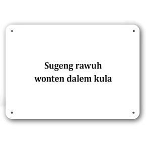 Door Sign - Welcome to Our Home in Javanese Language - Decorative White Aluminum in Kuwait