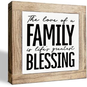 Family Signs Decor, Not Step Not Help Just Family, Wooden Box Sign Home Decorations, Shelf Table Decoration, Decorative Plaque Wood Signs, Heartwarming Gifts to Home 5.9X5.9X0.7inches in Saudi Arabia