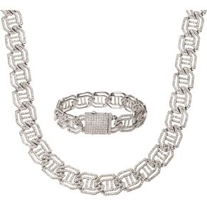 Jerollin العصرية الكوبية الماس سلسلة قلادة سوار مجموعة مجموعة المجوهرات in Kuwait