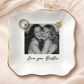 طبق خاتم Besties للصور المخصصة، طبق مجوهرات أفضل صديق شخصي، هدية حلية لأخت روح الصداقة، أفضل هدايا عيد ميلاد لصديق للنساء، هدايا لمسافات طويلة لـ BFF in Kuwait