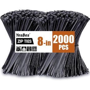 200 PCS Zip Ties 12 Inch, Cable Ties 50lbs Tensile Strength, Black Zip Ties for Indoor and Outdoor Use, UV Resistant Wire Ties in Kuwait