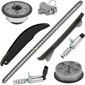 24350-2E700 Timing Chain Kit w/VVT Camshaft Sprockets Solenoids for Hyundai Elantra 2017-2020 Kona 2018-2021 Veloster 2019-2021 Kia Forte 5 2017-2018 2.0L Replace 24321-2E010,918-034 (24350-2E700) in Kuwait