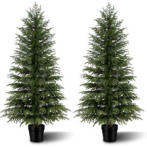6FT Artificial Cedar Tree, Real Touch Faux Cedar Topiary in Black Pot, Tall Indoor Outdoor Fake Evergreen Plant for Living Room, Entryway, Office Decor in Saudi Arabia