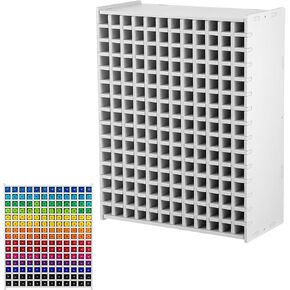 Marker Organizer Holder for 180 Markers, Art Supply Storage Rack with Adjustable Dividers, Desktop Pen Holder for Colored Pencils and Brushes, White in Kuwait