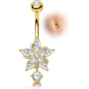 Twined Bloom Belly Button Rings 14G Dangle Navel Rings for Women Stainless Steel Belly Button Piercing in Kuwait