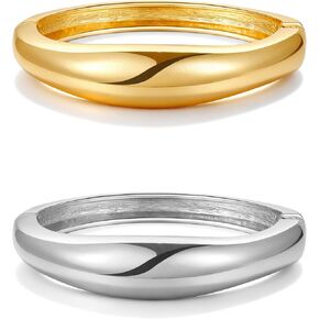 أساور ذهبية مكتنزة للنساء، مجموعة أساور عصرية بمفصلات مقاومة للماء وغير قابلة للتلطيخ، سوار معصم واسع غير منتظم، مجوهرات ملتوية بسيطة للنساء هدايا in Kuwait