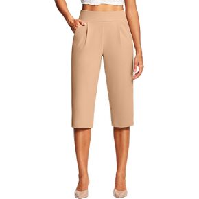 18" Capri Pants for Women High Waisted Pleated Dressy Women's Capris with Pockets for Summer Work Business Casual in Kuwait