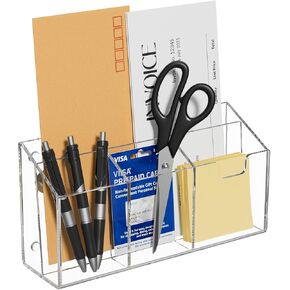 AITEE Large Magnetic Acrylic Fridge Organizer with 4 Strong Magnets - Command Center for Mail, Bills, Pens & Scissors, Multi-Compartment Holder for Refrigerator & Home Office (Large Size) in Kuwait