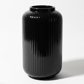 White Modern Vase, 8 Inch Ceramic Small Ribbed Textured Flower Vase for Pampas Grass & Dried Flowers - Minimalist Home Decor, Watertight, Non-Slip Base in Saudi Arabia