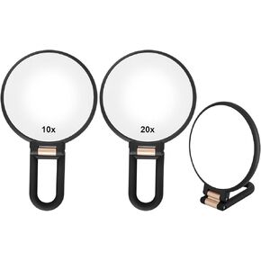 Tbestmax 1X/10X, 1X/20X Magnifying Mirror, Double Side Handheld Mirror Foldable Travel Mirror for Makeup - 2 Pack in Kuwait