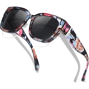 TJUTR Polarized Fit Over Glasses Sunglasses for Women Men, Oversized Square Wrap Around UV400 Protection Shades for Driving in Kuwait