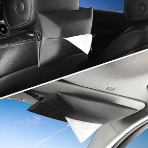 2Pack Car Tissue Holder,PU Leather Tissue Holder in car, Fits Most Regular-Size Tissue Bags,25x16 cm (9.85x6.3 in)(Black) in Kuwait