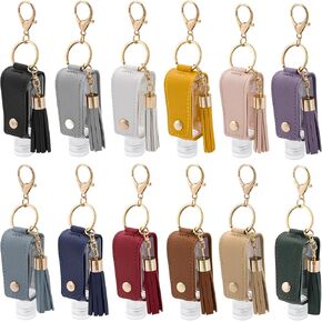 مجموعة سلسلة مفاتيح حامل مطهر اليد 12 قطعة، زجاجات مطهر يد فارغة بحجم السفر مقاومة للتسرب (1 أونصة/30 مل)، موزع سائل محمول قابل لإعادة الملء لحقيبة الظهر والمحفظة وحقيبة الحفاضات (12 لونًا) in Kuwait