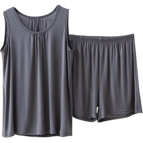 Plus Size Modal Tank Top Shorts Pajama Set for Women Pjs 2Pcs Set Outfits Sleepwear Loungewear Nightwear in Kuwait
