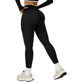 Wavar Hidden Scrunch Butt Workout Leggings for Women Seamless High Waist Color Block Yoga Pants with Tummy Control in Saudi Arabia