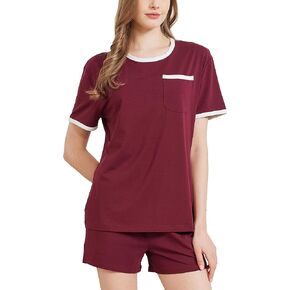 netdraw Women's Ultra Soft Bamboo Viscose Pajama Sets Short Sleeve Sleepwear Comfy 2 Piece Casual Lounge Set in Kuwait