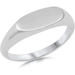 CloseoutWarehouse 925 Sterling Silver Plain Signet Ring in Kuwait