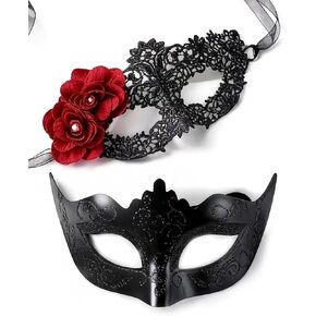 Masquerade Mask for Couples, 2 Pcs Venetian Carnival Masks 2026 Couple Mask Set for Ball Prom Party Costumes in Kuwait
