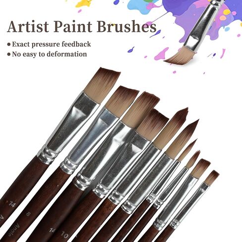 مجموعة فرش طلاء 26 قطعة، فرش طلاء أكريليك، فرش طلاء مع شريط، مسطحة، زاوية، مروحة، مستديرة، فرشاة أكريليك للألوان المائية، لوحات قماش أكريليك، طلاء الوجه، طلاء الجسم in Kuwait