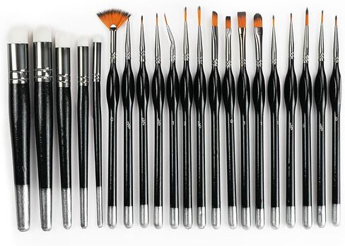 مجموعة فرش طلاء 21 قطعة، فرش طلاء أكريليك، فرش طلاء مع بقعة جافة بزاوية، بطانة، مسطحة، مستديرة، فرشاة أكريليك للألوان المائية، لوحات قماش أكريليك، طلاء الوجه، طلاء الجسم in Kuwait