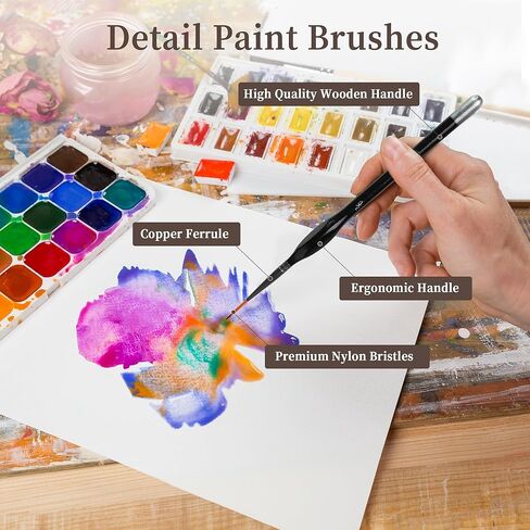 مجموعة فرش طلاء 21 قطعة، فرش طلاء أكريليك، فرش طلاء مع بقعة جافة بزاوية، بطانة، مسطحة، مستديرة، فرشاة أكريليك للألوان المائية، لوحات قماش أكريليك، طلاء الوجه، طلاء الجسم in Kuwait