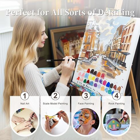 مجموعة فرش طلاء 21 قطعة، فرش طلاء أكريليك، فرش طلاء مع بقعة جافة بزاوية، بطانة، مسطحة، مستديرة، فرشاة أكريليك للألوان المائية، لوحات قماش أكريليك، طلاء الوجه، طلاء الجسم in Kuwait