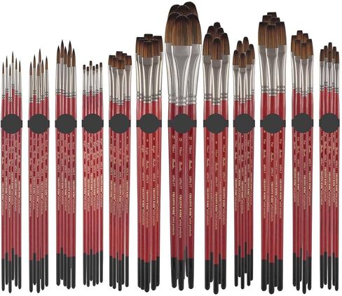 فرشاة رسم فنية من Creative Mark Staccato - أشكال وأحجام متنوعة - عبوة كبيرة مكونة من 72 قطعة - فرش صناعية ذات مقبض طويل للدهانات الأكريليك، مصنوعة يدويًا وكاملة الجسم مع استجابة نابضة بالحياة in Saudi Arabia