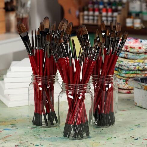 فرشاة رسم فنية من Creative Mark Staccato - أشكال وأحجام متنوعة - عبوة كبيرة مكونة من 72 قطعة - فرش صناعية ذات مقبض طويل للدهانات الأكريليك، مصنوعة يدويًا وكاملة الجسم مع استجابة نابضة بالحياة in Saudi Arabia