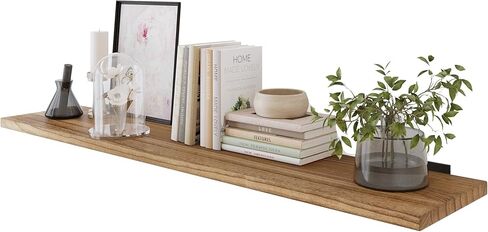 Wallniture Palm 60 inch Long, 10" Deep, 1" Thick Wood Floating Shelves for Bedroom, Wall Mounted Rustic Bookshelf, Wooden Shelf for Storage, Decor, Books, Plants, Burnt Finish in Saudi Arabia