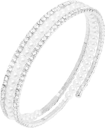 Women‘s Multilayer Pearl Bracelet Rhinestone Bracelets Cuff Bangle in Saudi Arabia