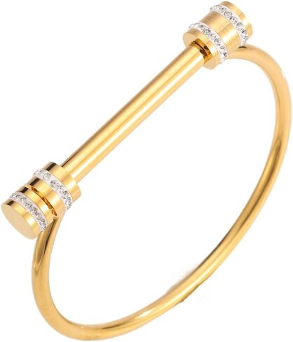 Gold Bracelets for Women Twist Knob Horseshoe Bangle with Rhinestones, Stainless Steel Adjustable Open Bangle, Modern Luxe Statement Jewelry in Saudi Arabia