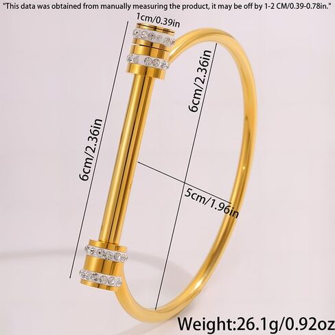 Gold Bracelets for Women Twist Knob Horseshoe Bangle with Rhinestones, Stainless Steel Adjustable Open Bangle, Modern Luxe Statement Jewelry in Saudi Arabia