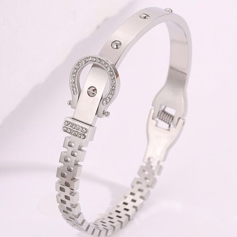 Silver Bracelets for Women Friendship & Love Theme Crystal Bangle Set Stainless Steel Non Tarnish Jewelry, Ideal Birthday Gift. in Saudi Arabia