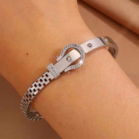 Silver Bracelets for Women Friendship & Love Theme Crystal Bangle Set Stainless Steel Non Tarnish Jewelry, Ideal Birthday Gift. in Saudi Arabia