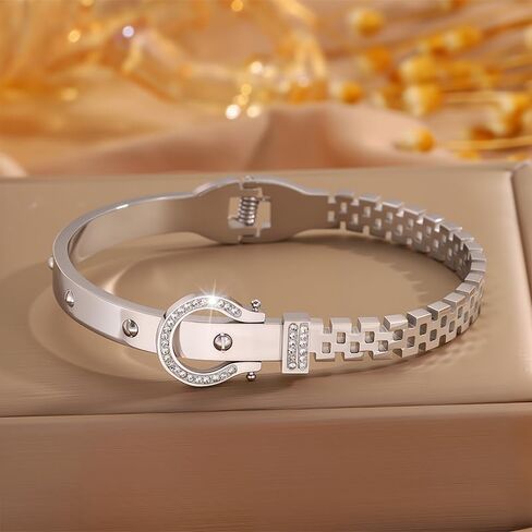 Silver Bracelets for Women Friendship & Love Theme Crystal Bangle Set Stainless Steel Non Tarnish Jewelry, Ideal Birthday Gift. in Saudi Arabia