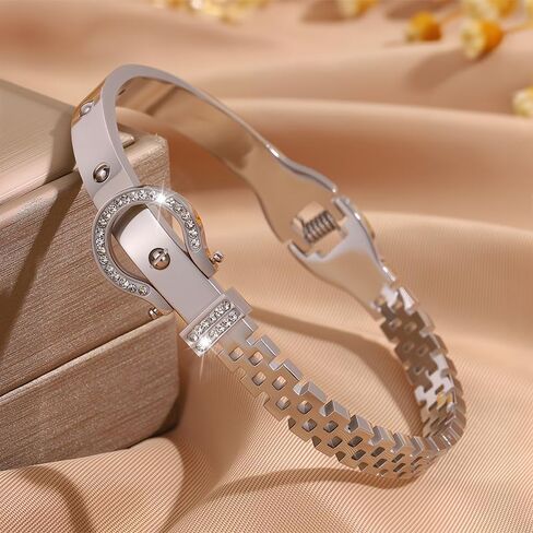 Silver Bracelets for Women Friendship & Love Theme Crystal Bangle Set Stainless Steel Non Tarnish Jewelry, Ideal Birthday Gift. in Saudi Arabia
