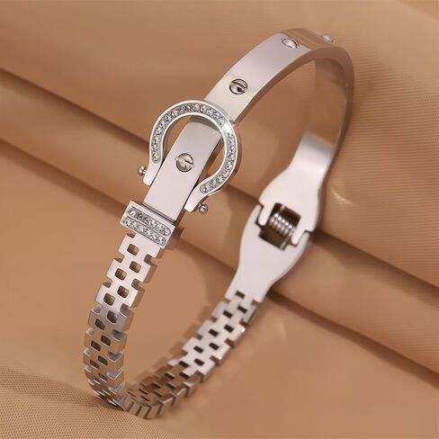 Silver Bracelets for Women Friendship & Love Theme Crystal Bangle Set Stainless Steel Non Tarnish Jewelry, Ideal Birthday Gift. in Saudi Arabia
