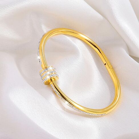 Stainless Steel Oval Shape Rhinestone Bangle Bracelet；love bracelet for women in Saudi Arabia