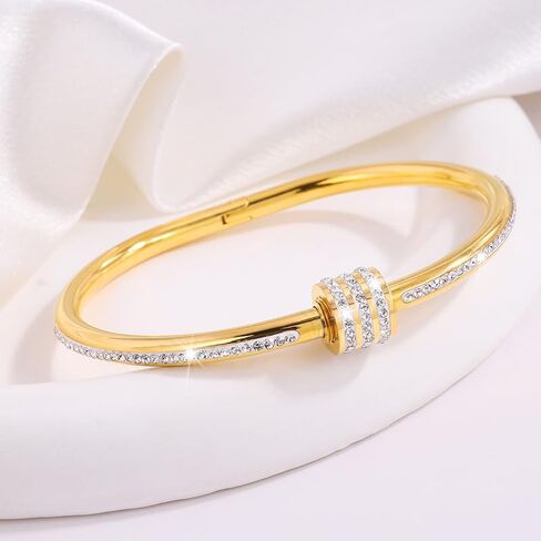 Stainless Steel Oval Shape Rhinestone Bangle Bracelet；love bracelet for women in Saudi Arabia