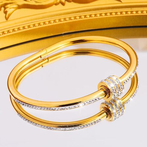 Stainless Steel Oval Shape Rhinestone Bangle Bracelet；love bracelet for women in Saudi Arabia