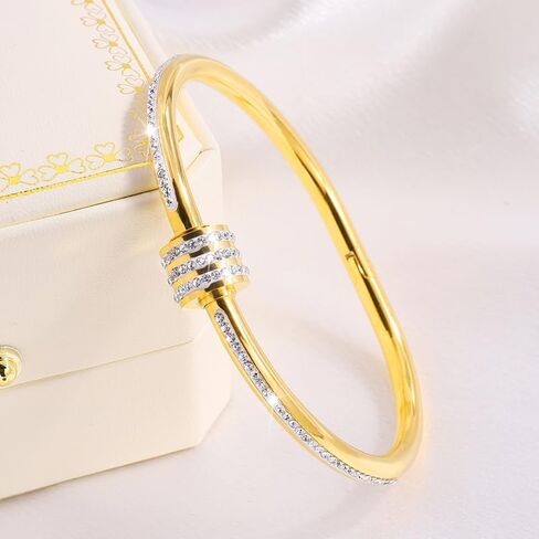 Stainless Steel Oval Shape Rhinestone Bangle Bracelet；love bracelet for women in Saudi Arabia
