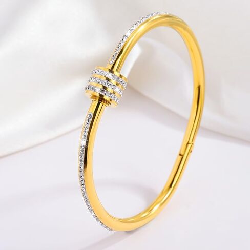 Stainless Steel Oval Shape Rhinestone Bangle Bracelet；love bracelet for women in Saudi Arabia
