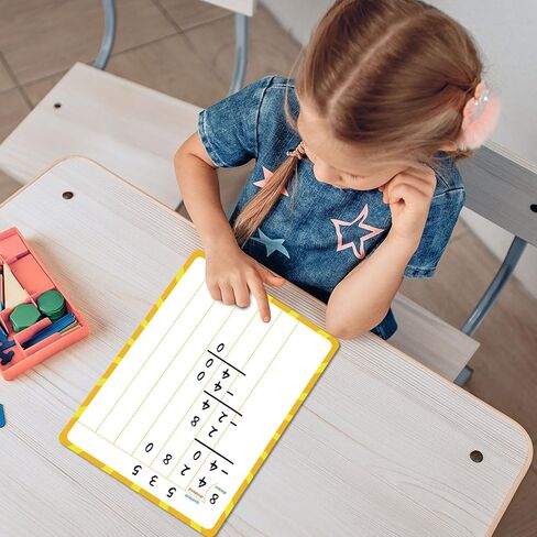 12 Pack Math Manipulatives Whiteboards 9x12inch Long Division Dry Erase Board Double Sided Multi-Digit Computation Math Learning Practice Lapboard Educational Tool for Classroom School Kid Student in Kuwait