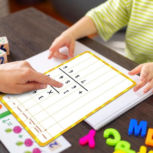 12 Pack Math Manipulatives Whiteboards 9x12inch Long Division Dry Erase Board Double Sided Multi-Digit Computation Math Learning Practice Lapboard Educational Tool for Classroom School Kid Student in Kuwait